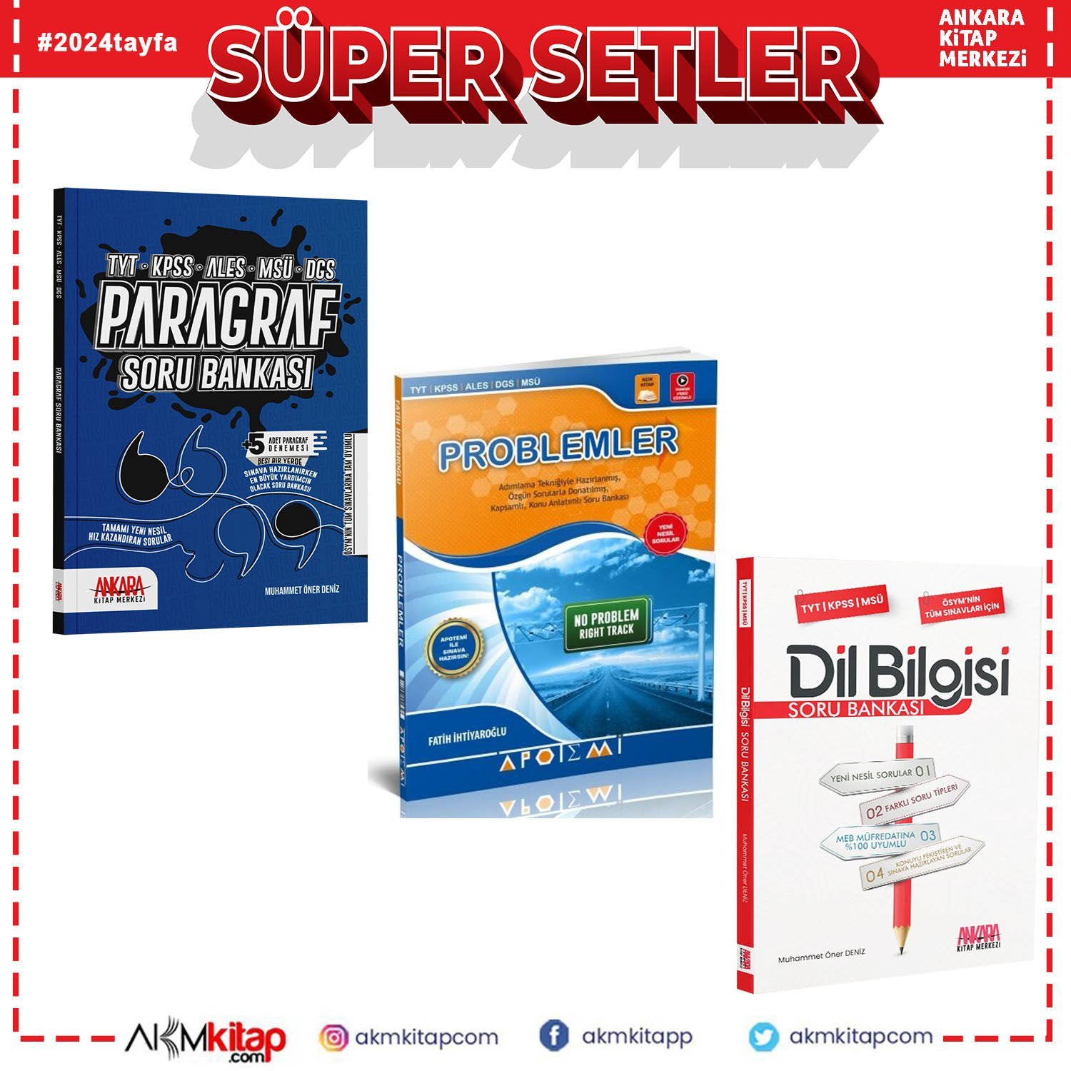 Ankara Kitap Merkezi Dil Bilgisi Paragraf ve Apotemi Problemler Soru Bankası Seti 3 Kitap