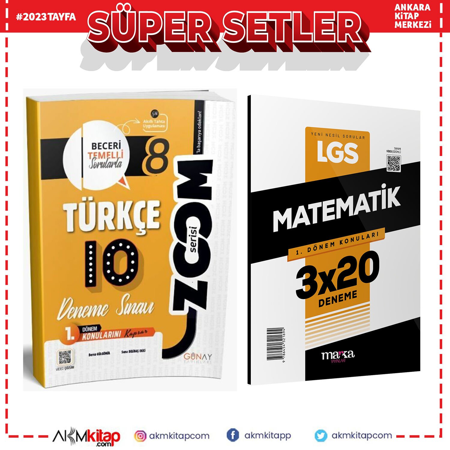 Günay 8.Sınıf 1.Dönem Türkçe ve Marka Matematik Deneme Seti 2 Kitap