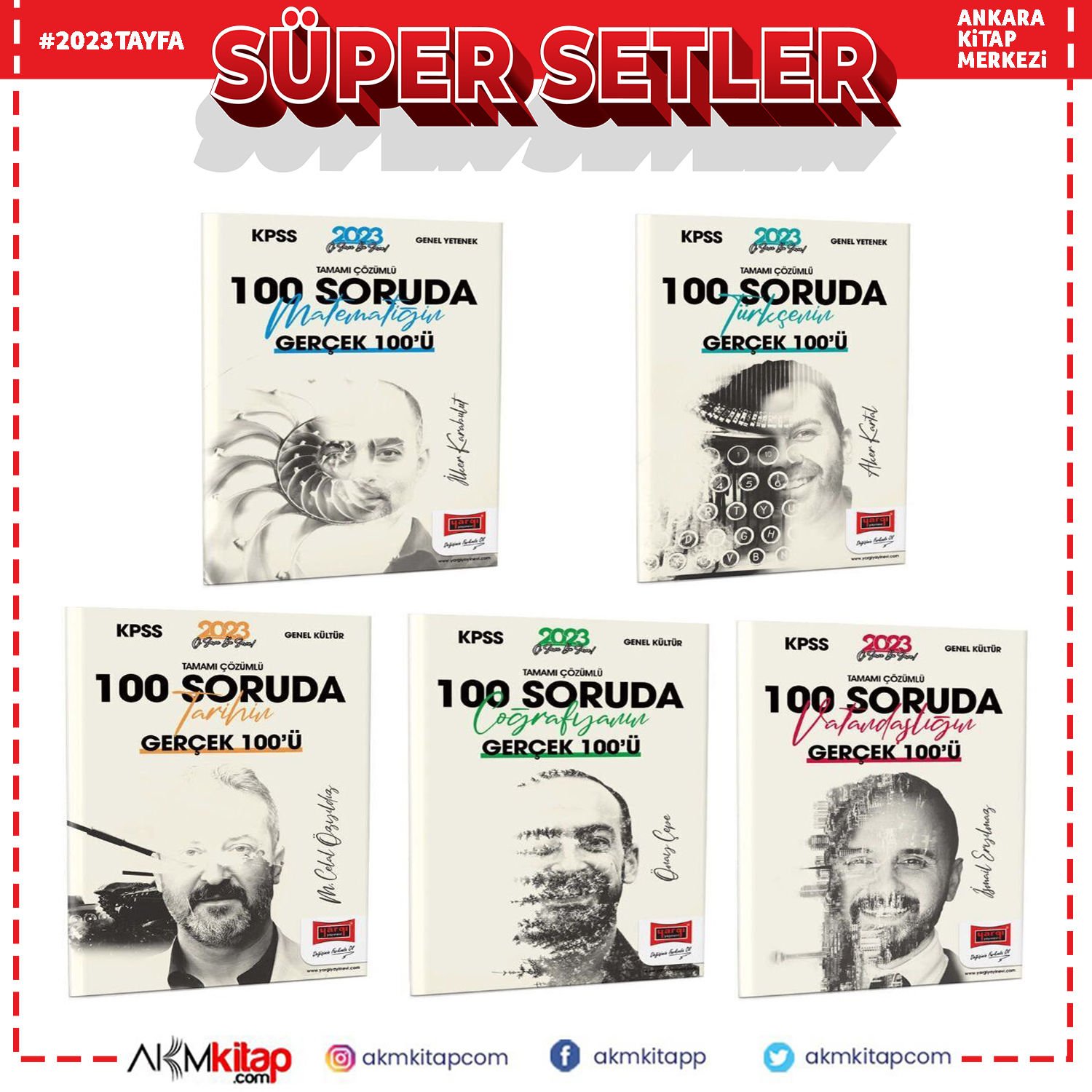 Yargı Yayınları 2023 KPSS 5 Yüz Ekibi 100 Soruda Soru Bankası Seti 5 Kitap