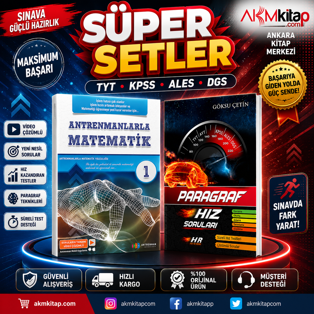Antrenmanlarla Matematik 1 ve Hız ve Renk Paragraf Soru Bankası 2 Kitap Set