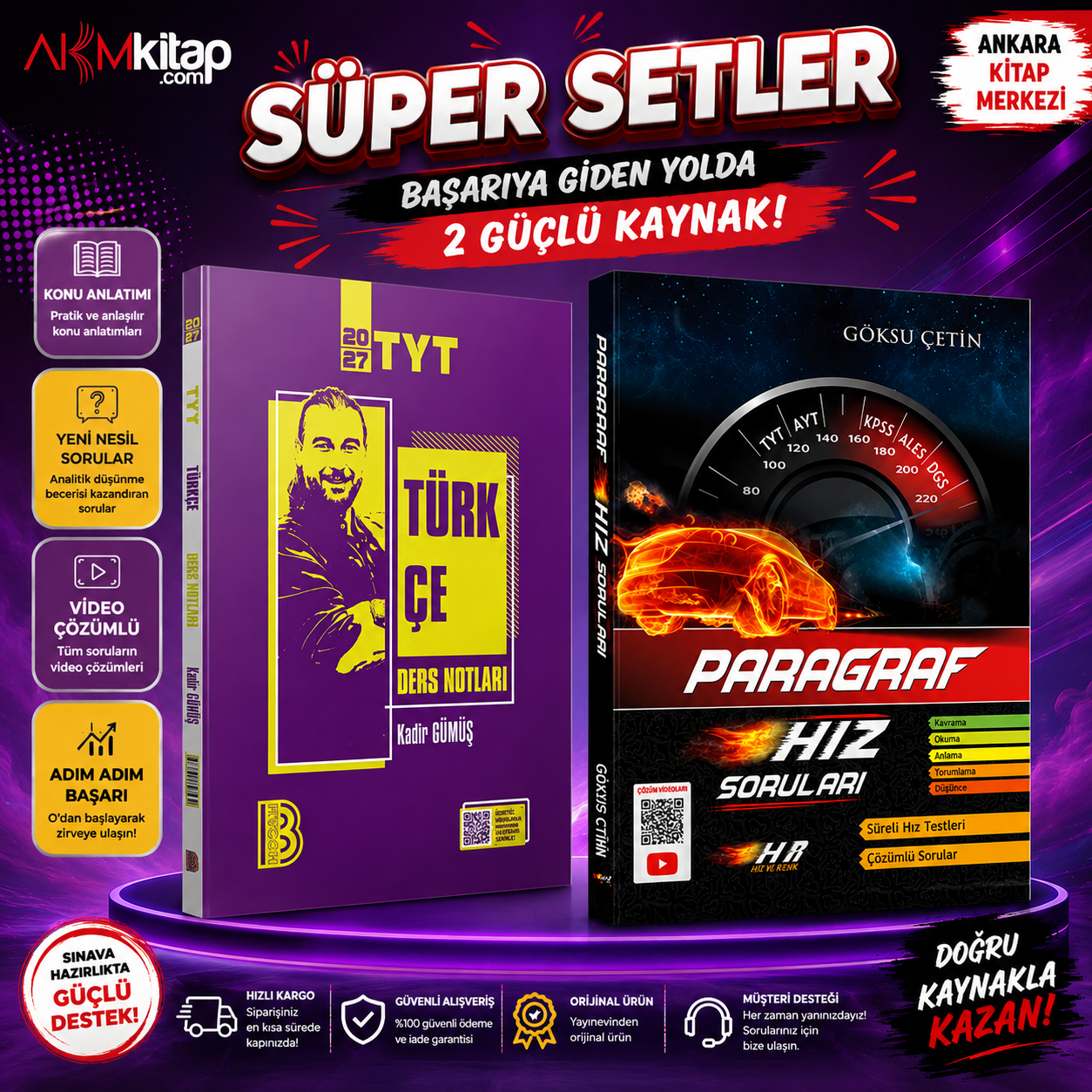 Benim Hocam TYT Türkçe Video Ders Notları ve Hız Renk Paragraf Soru Bankası 2 Kitap Set