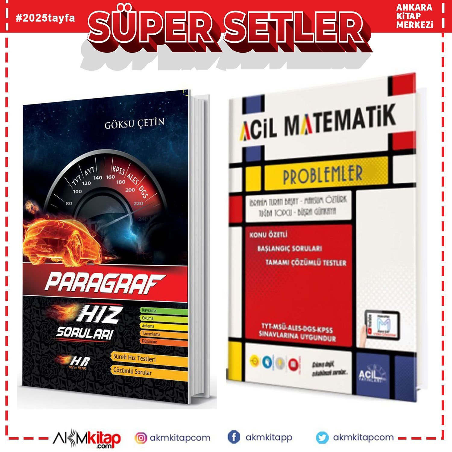 Hız ve Renk Paragraf ve Acil Yayınları Problemler Soru Bankası 2 Kitap Set