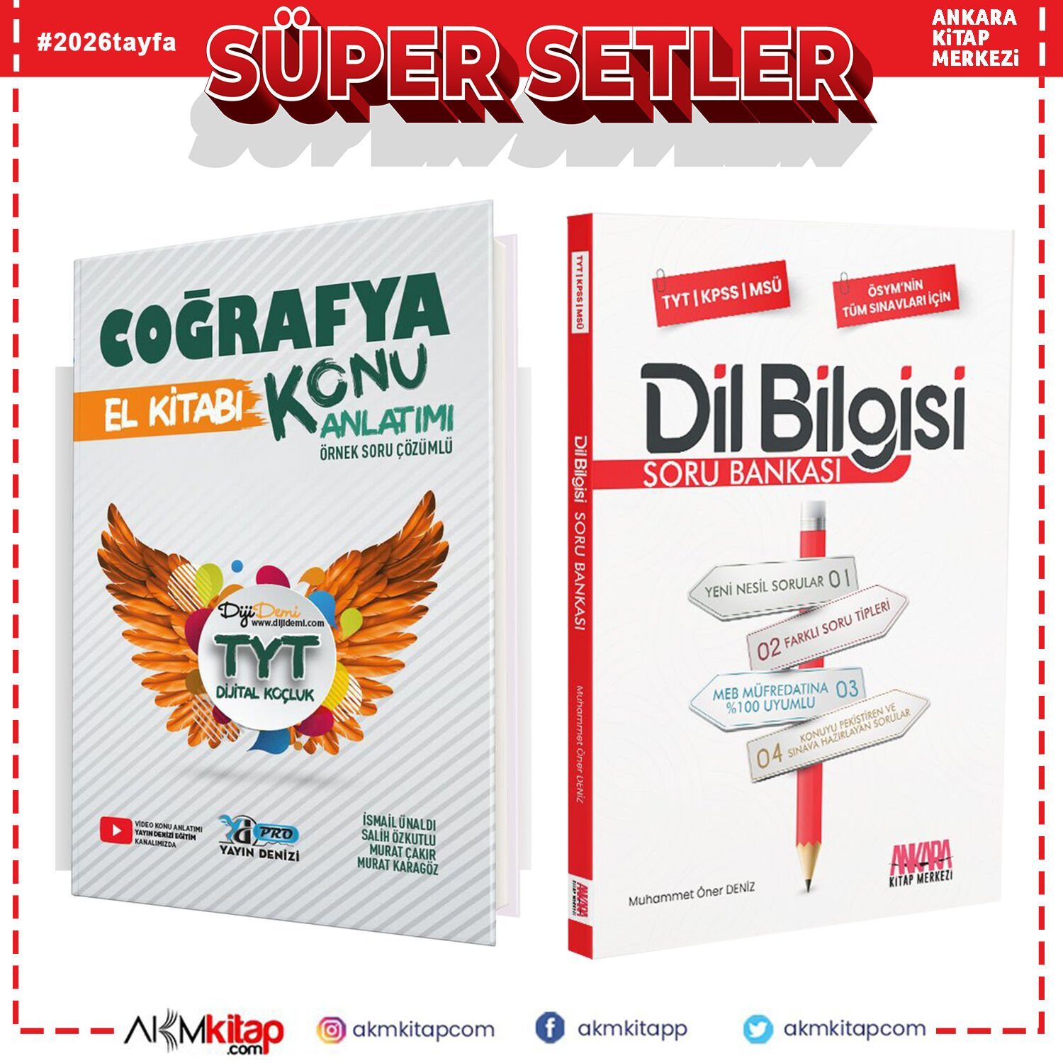 Yayın Denizi TYT Coğrafya Pro El Kitabı ve Ankara Kitap Merkezi Dil Bilgisi Soru Bankası Seti 2 Kitap