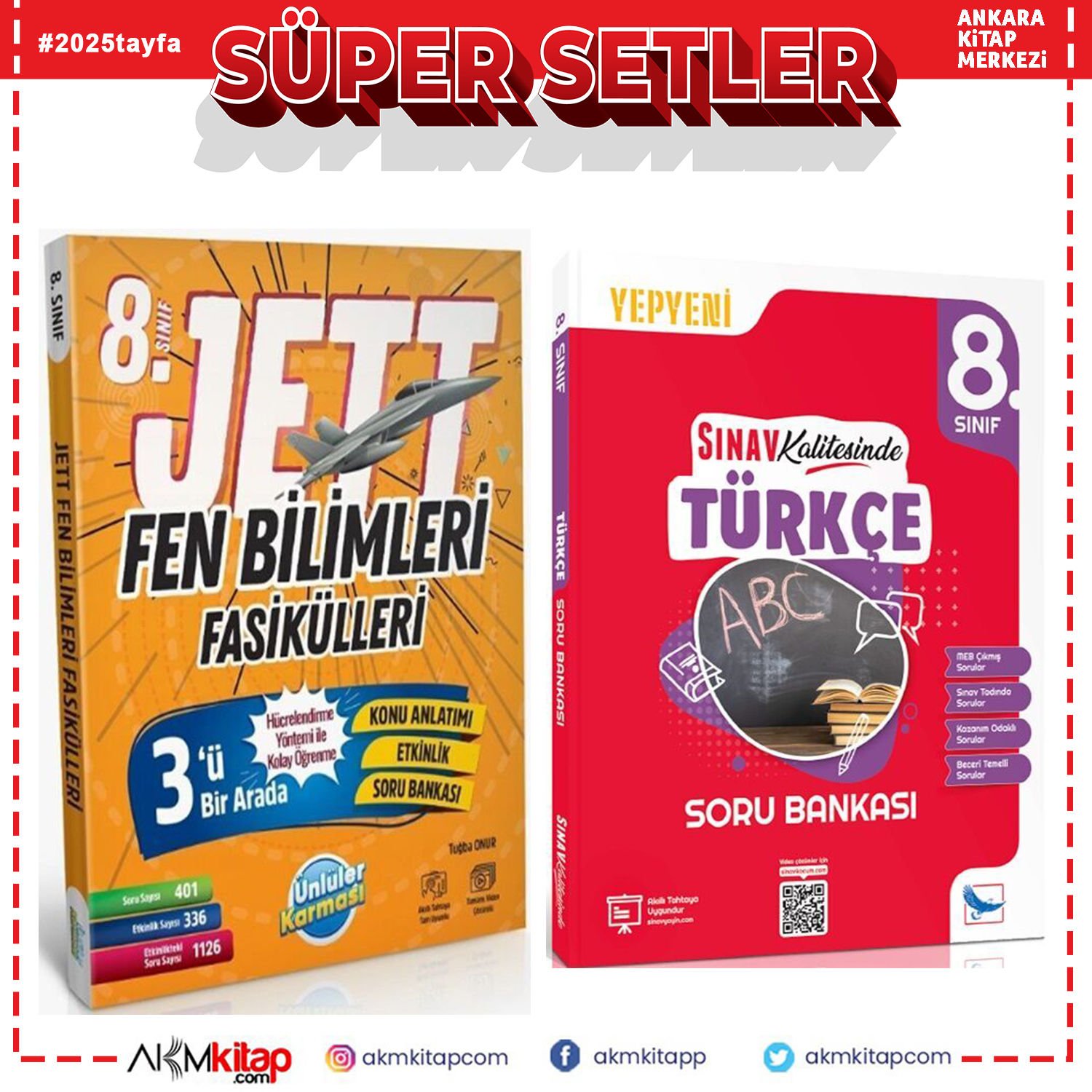Ünlüler Karması 8. Sınıf Fen Bilimleri JETT Soru Fasikülleri ve Sınav Yayınları Türkçe Soru Bankası Seti 2 Kitap