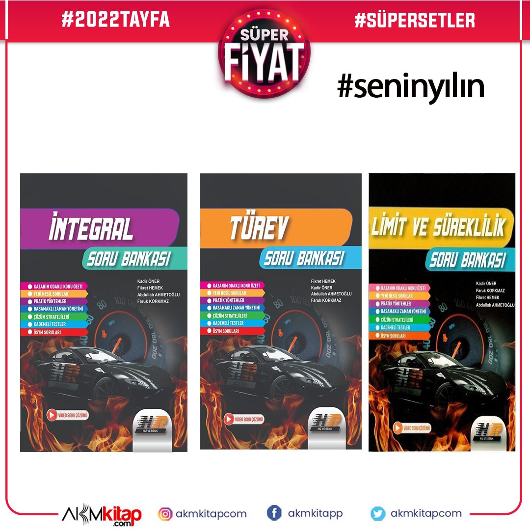 Hız ve Renk İntegral Türev ve Limit Süreklilik Soru Bankası Seti 3 Kitap