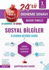 7. Sınıf Sosyal Bilgiler Nar Tanesi 24 lü Deneme Sınavı Nartest Yayınları