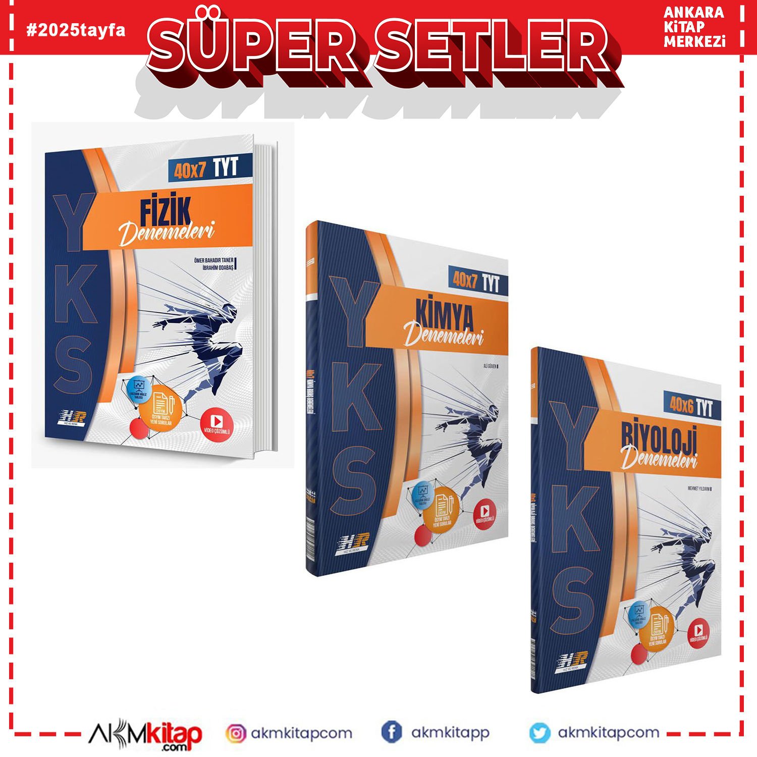 Hız ve Renk TYT Fizik Kimya ve Biyoloji Deneme Seti 3 Kitap