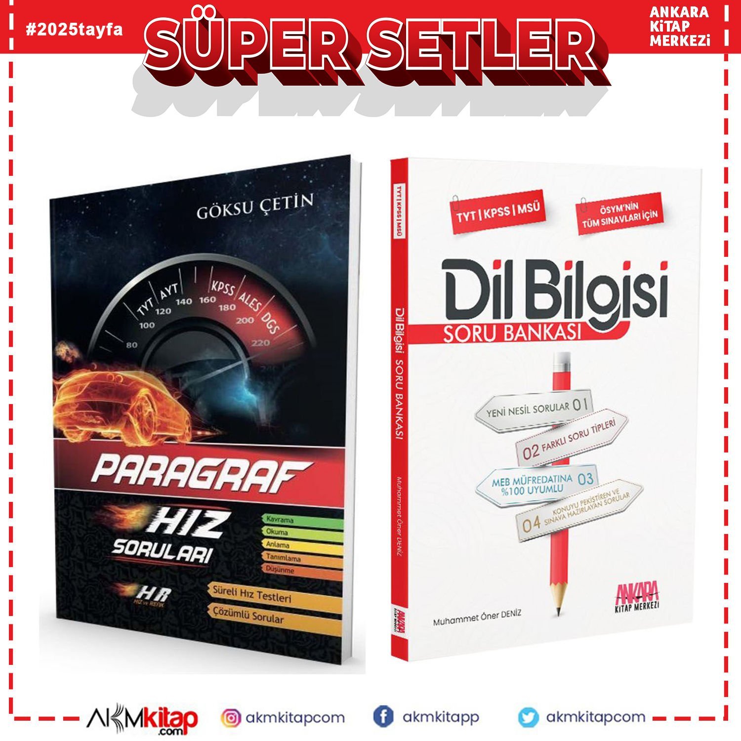 Hız ve Renk TYT AYT KPSS ALES DGS Paragraf ve AKM Dil Bilgisi Soru Bankası Seti 2 Kitap