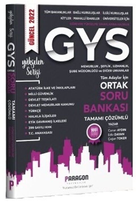 2022 GYS Tüm Kamu Kurumları Ortak Konular Soru Bankası Çözümlü Görevde Yükselme Paragon Yayıncılık