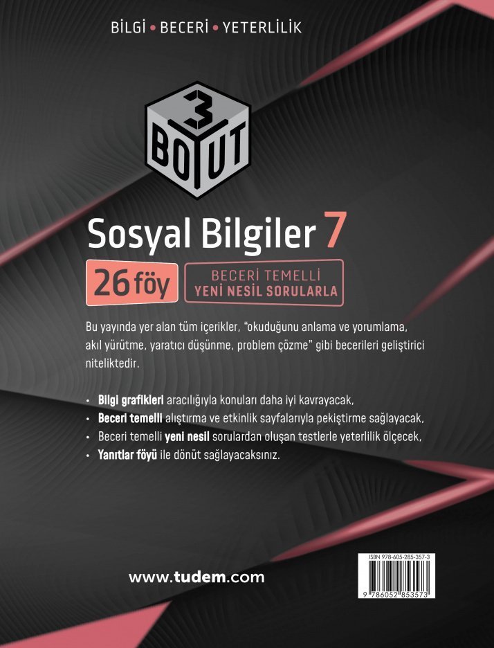 7. Sınıf Sosyal Bilgiler 3 Boyut Föy Tudem Yayınları