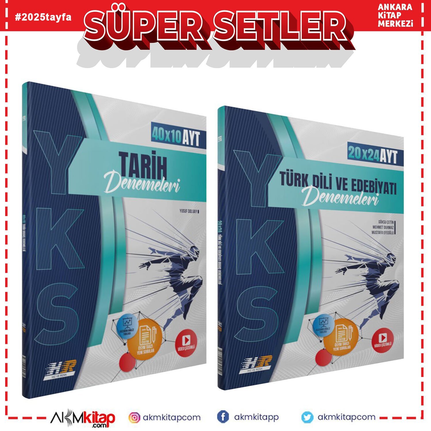 Hız ve Renk Yayınları AYT Tarih ve Türk Dili Edebiyatı Deneme Seti 2 Kitap