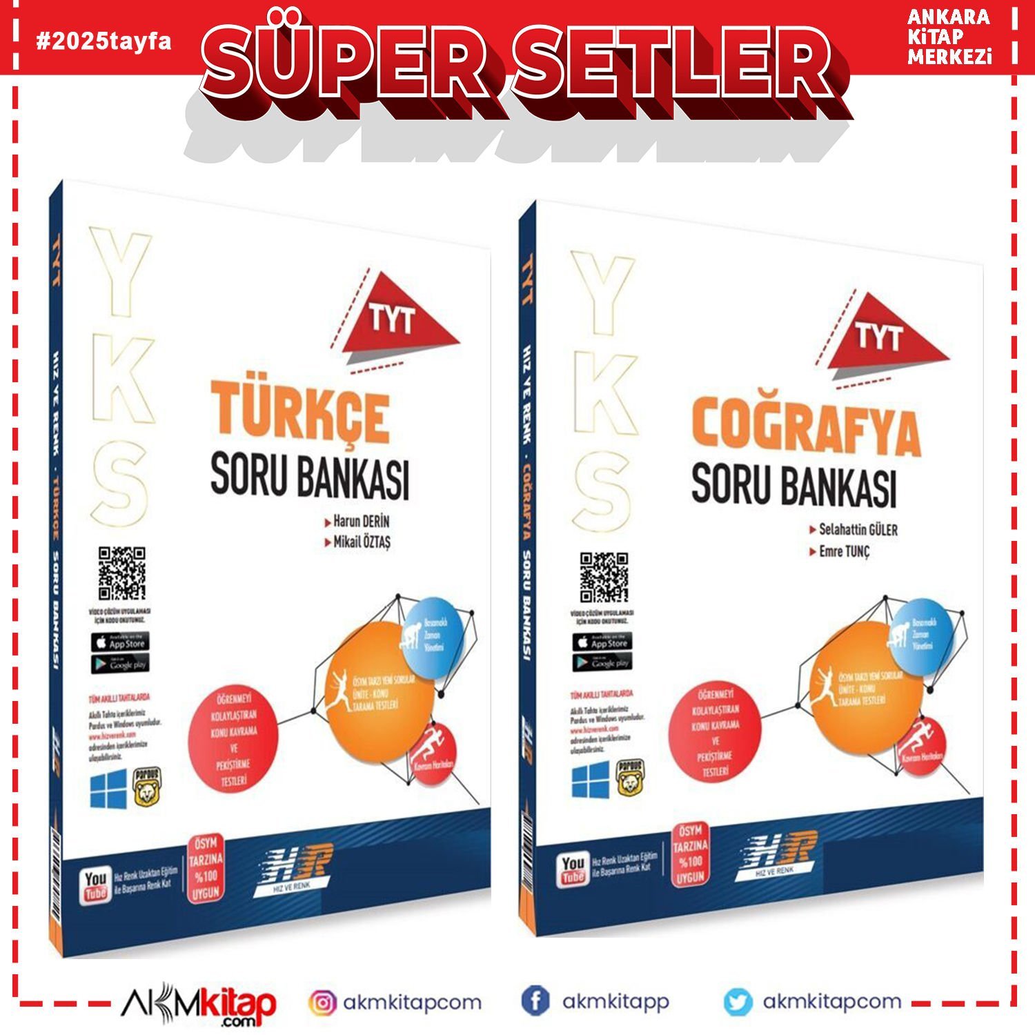 Hız ve Renk TYT Türkçe ve Coğrafya Soru Bankası Seti 2 Kitap