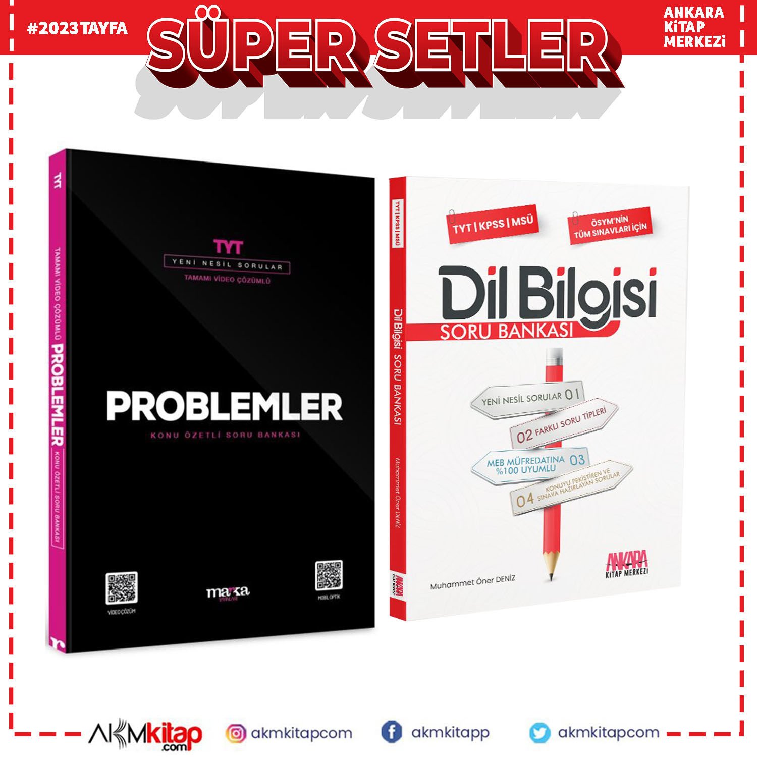Marka Yayınları TYT Problemler ve AKM Dil Bilgisi Soru Bankası Seti 2 Kitap
