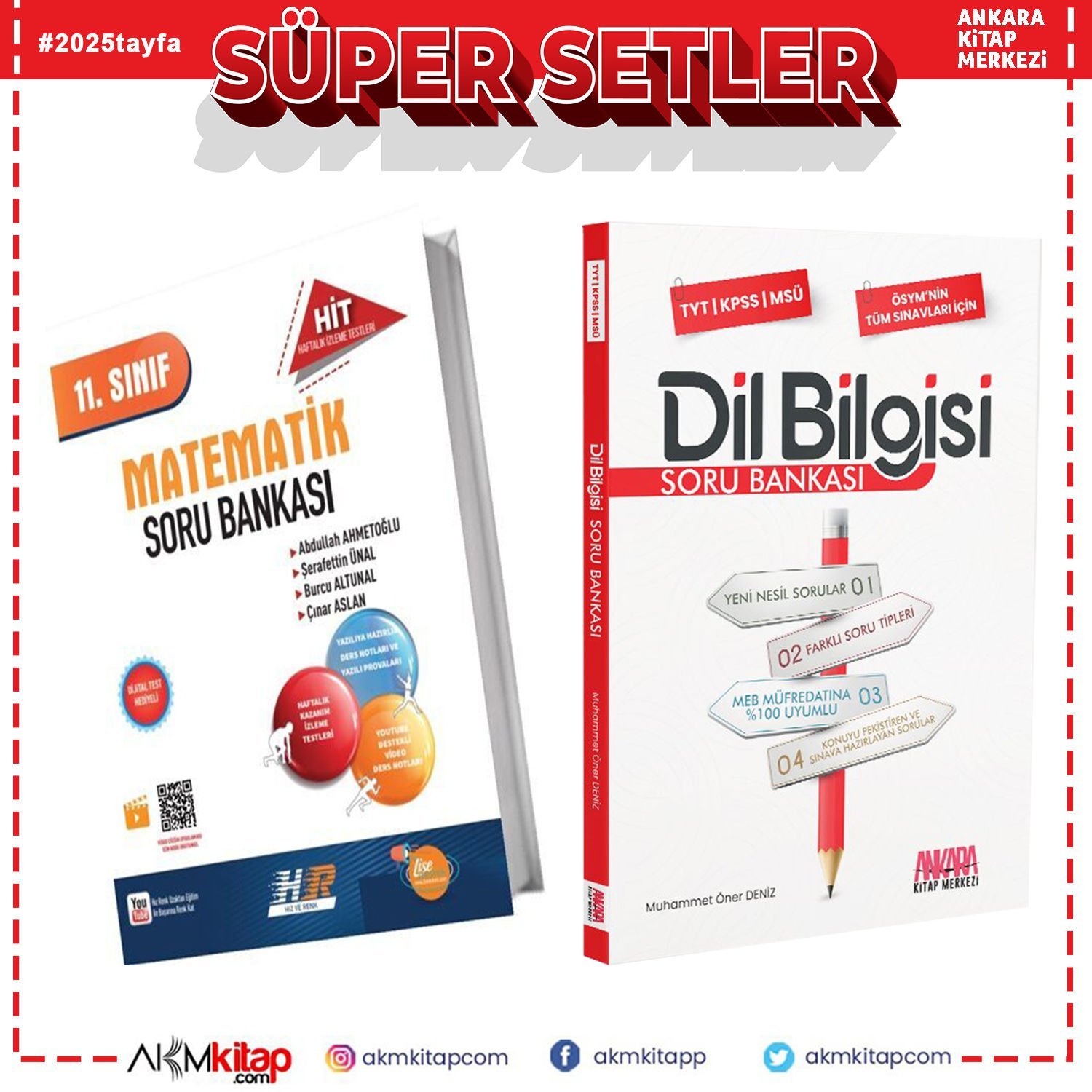 Hız ve Renk 11.Sınıf Matematik ve AKM Dil Bilgisi Soru Bankası Seti 2 Kitap