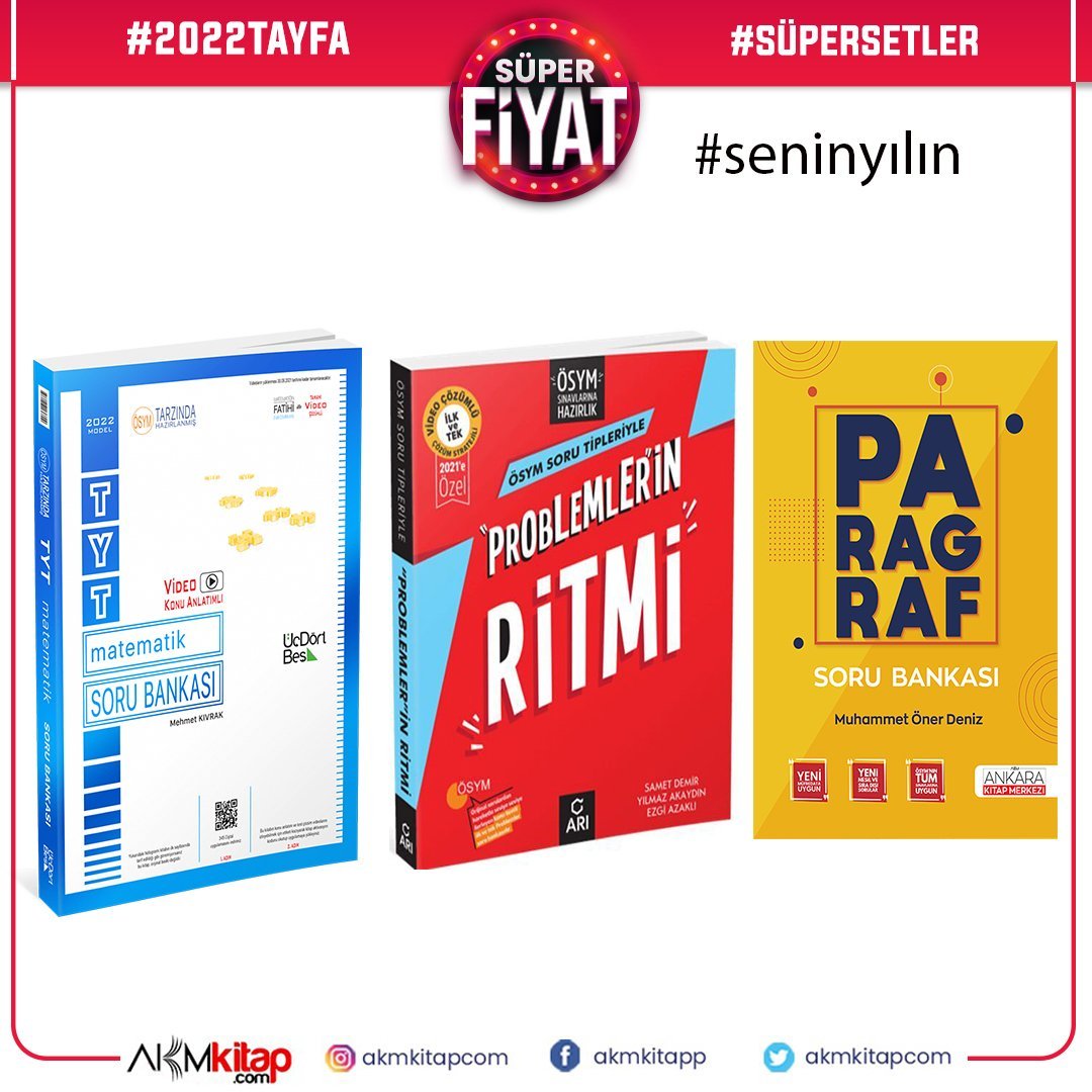 Arı Problemlerin Ritmi Üç Dört Beş TYT Matematik ve Ankara Kitap Merkezi Paragraf Soru Bankası 3 Kitap Set