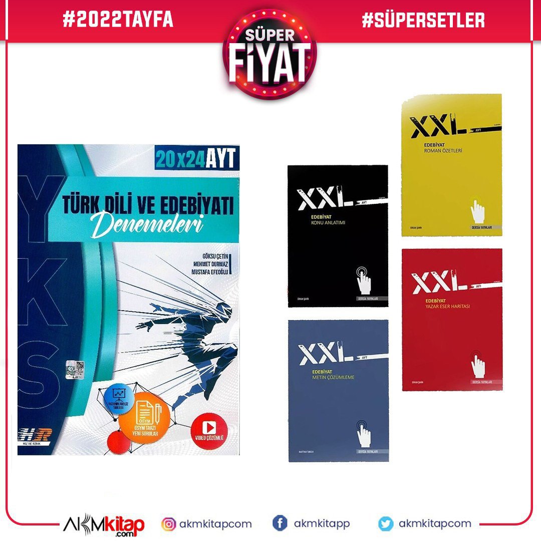 Hız ve Renk AYT Türk Dili Edebiyatı Deneme ile Dersia AYT Edebiyat XXL Seti