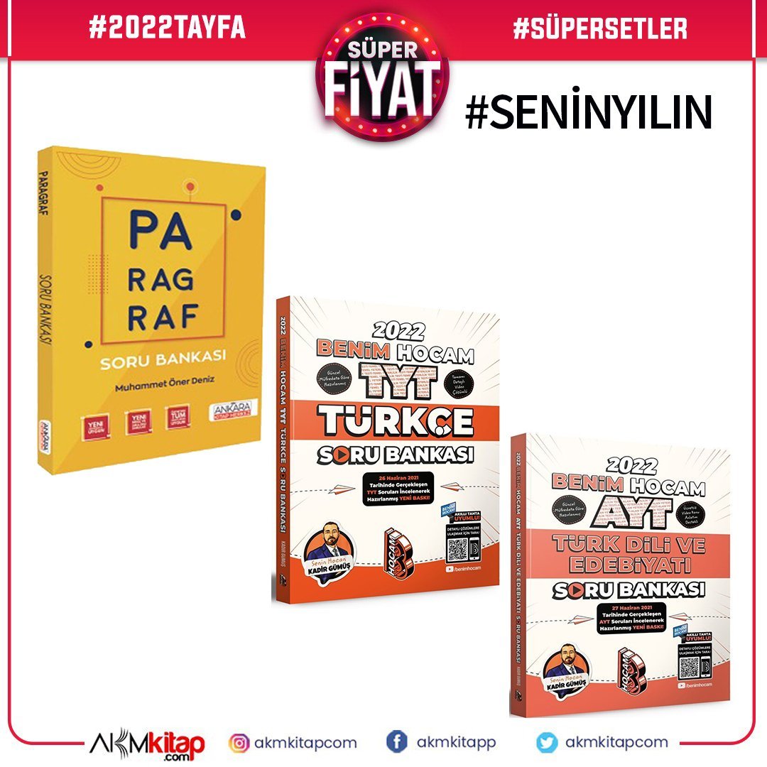 Benim Hocam TYT Türkçe AYT Edebiyat ve Ankara Kitap Merkezi Paragraf Soru Bankası Seti 3 Kitap