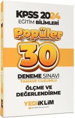 2024 KPSS Eğitim Bilimleri Ölçme ve Değerlendirme Popüler 30 Deneme Yediiklim Yayınları