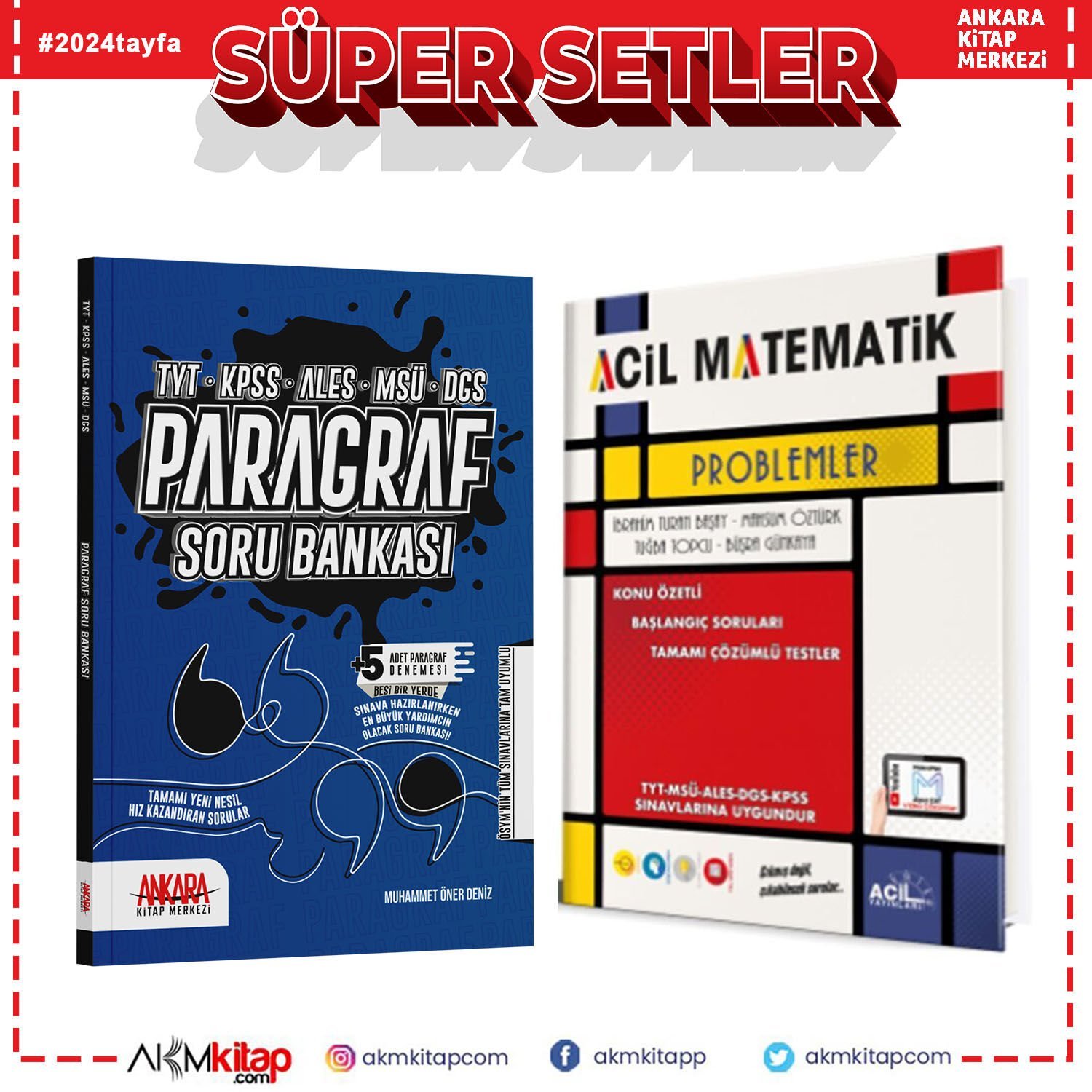 Acil Problemler ve Ankara Kitap Merkezi Paragraf Soru Bankası Seti 2 Kitap