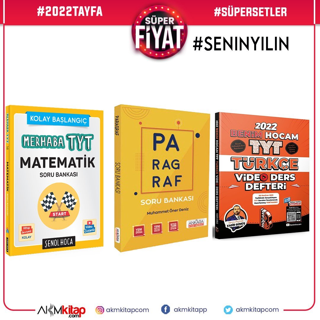 Şenol Hoca TYT Merhaba Matematik Benim Hocam TYT Türkçe Ders Defteri ve Ankara Kitap Merkezi Paragraf Soru Bankası 3 Kitap Set