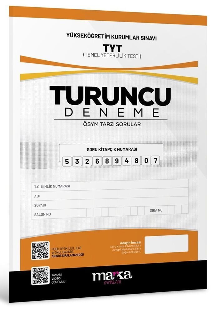 2023 TYT Yeni Nesil Tamamı Video Çözümlü Turuncu Deneme Marka Yayınları