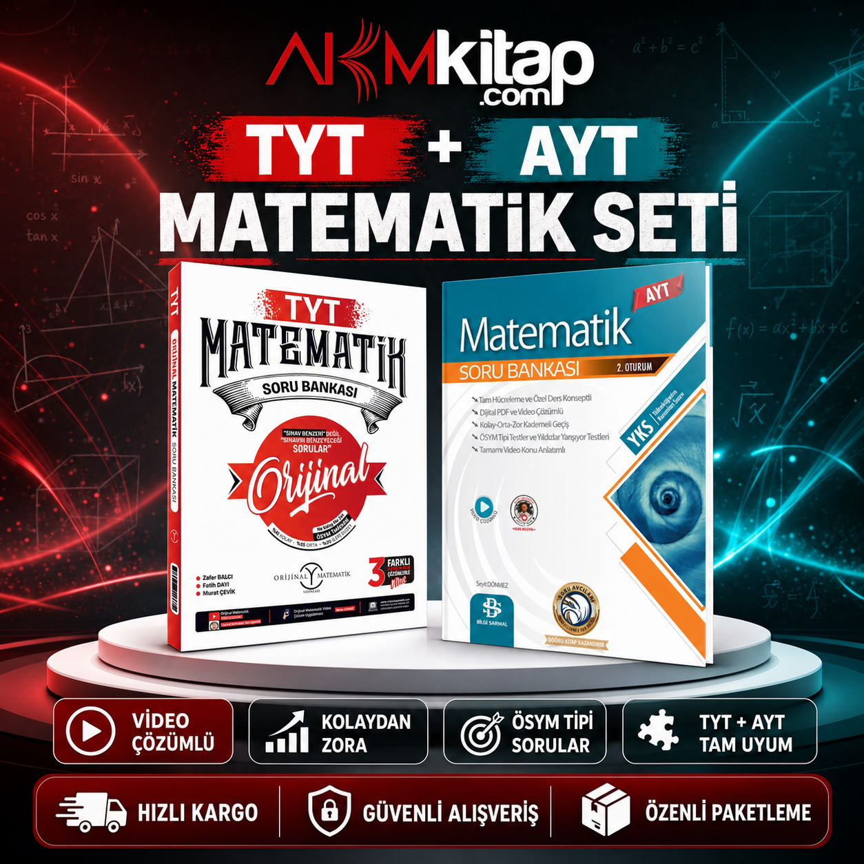 Orijinal Yayınları TYT Orijinal Matematik ve Bilgi Sarmal AYT Matematik Soru Bankası Seti 2 Kitap