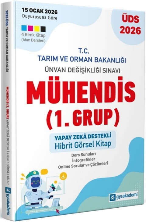 2026 ÜDS Tarım Ve Orman Bakanlığı Mühendis 1. Grup Yapay Zeka Destekli Görsel Hibrit Kitap GYSAkademi Yayınları