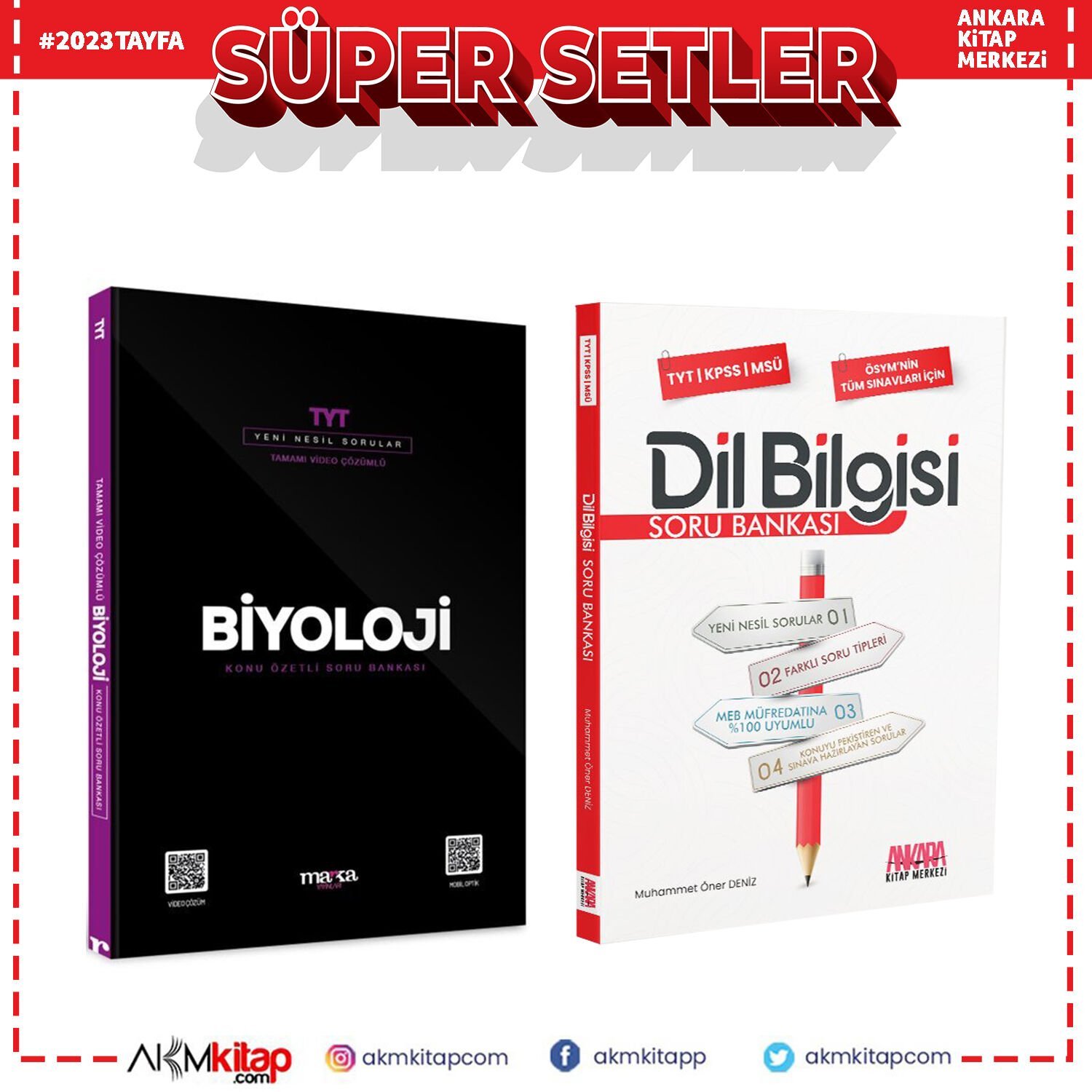Marka TYT Biyoloji ve AKM Dil Bilgisi Soru Bankası Seti 2 Kitap