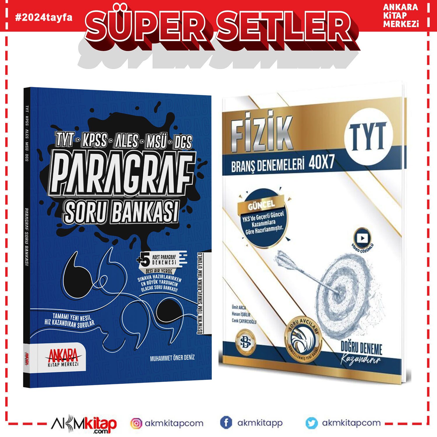 Bilgi Sarmal TYT Fizik Deneme ve Ankara Kitap Merkezi Paragraf Soru Bankası Seti 2 Kitap