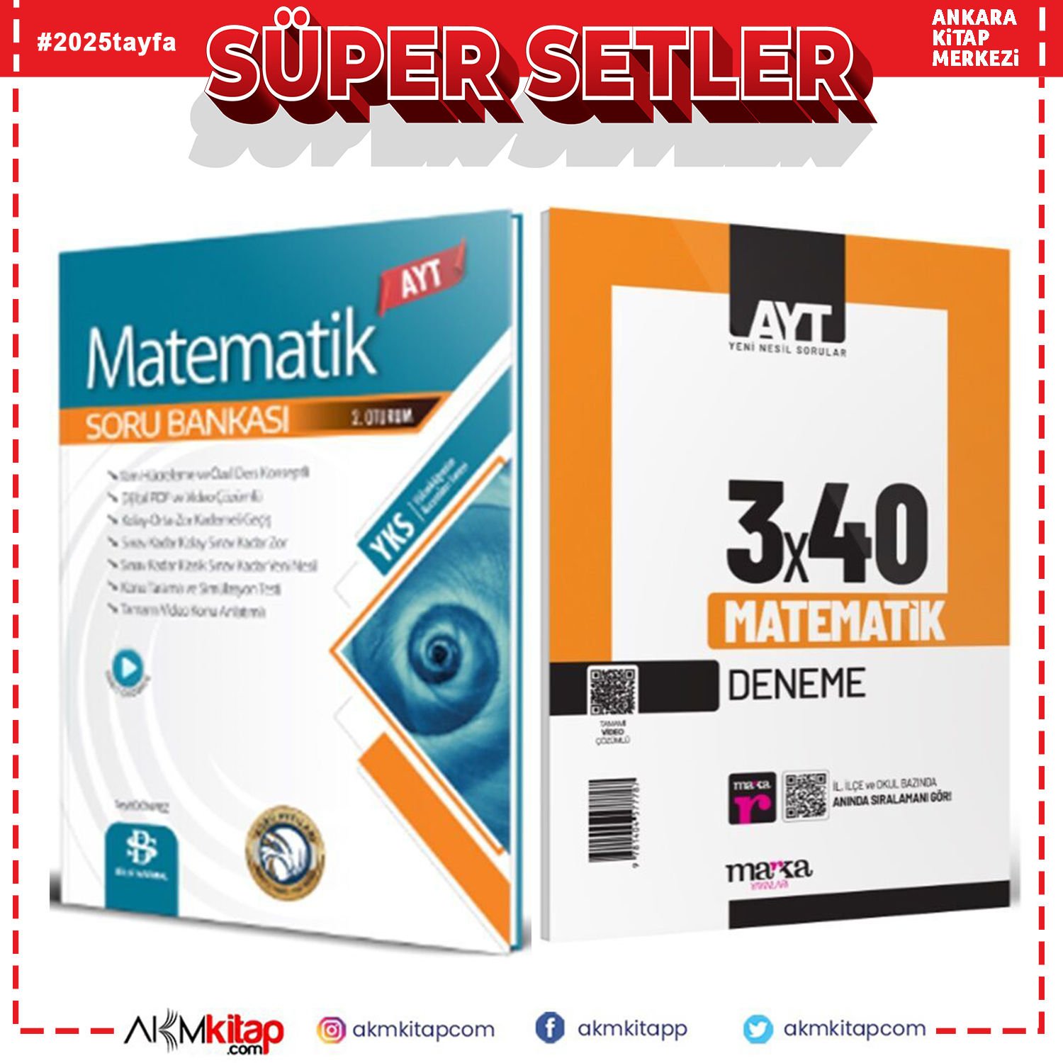 Bilgi Sarmal AYT Matematik Soru Bankası ve Marka Deneme Seti 2 Kitap