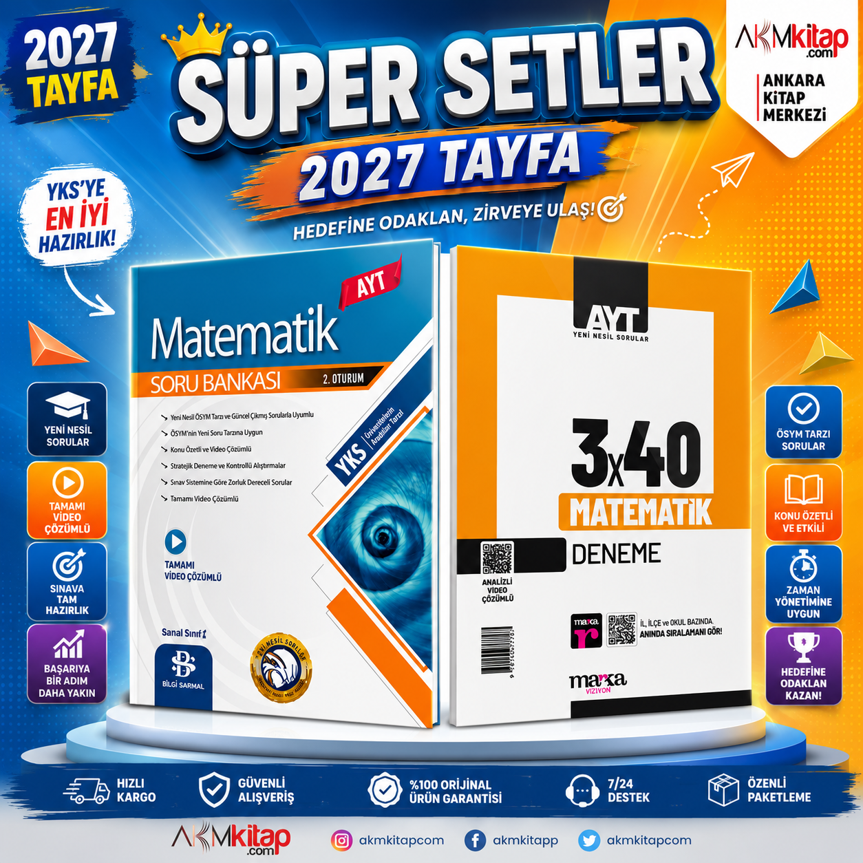 Bilgi Sarmal AYT Matematik Soru Bankası ve Marka Deneme Seti 2 Kitap