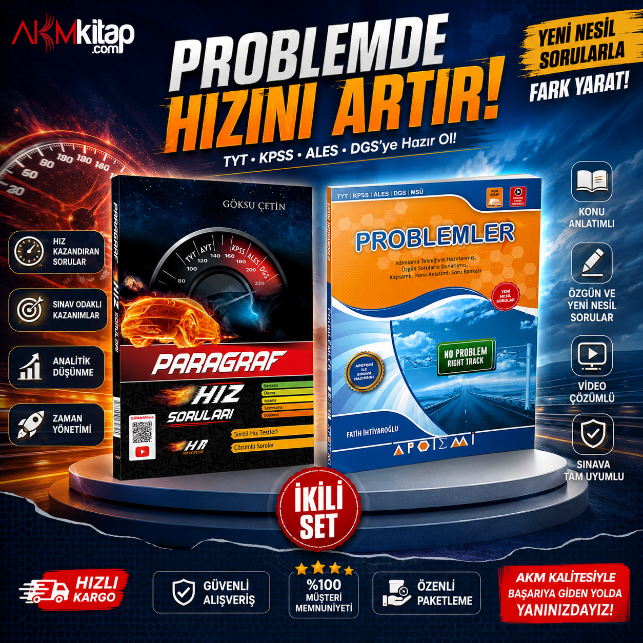 Apotemi Problemler ve Hız Renk Paragraf Soru Bankası Seti 2 Kitap