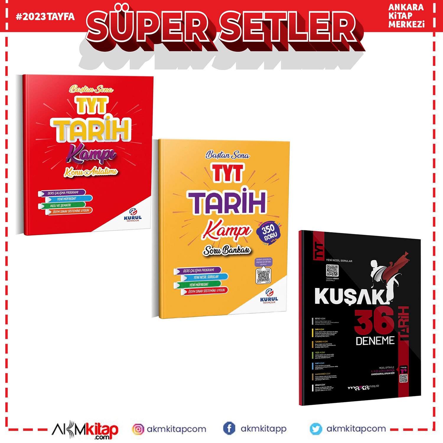 Kurul TYT Tarih Konu Soru ve Marka Kuşak Deneme Seti 3 Kitap