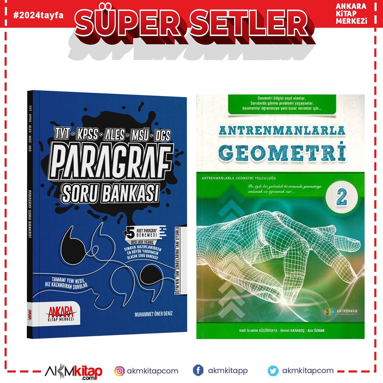 Antrenmanlarla Geometri 2 ve Ankara Kitap Merkezi Paragraf Soru Bankası Seti