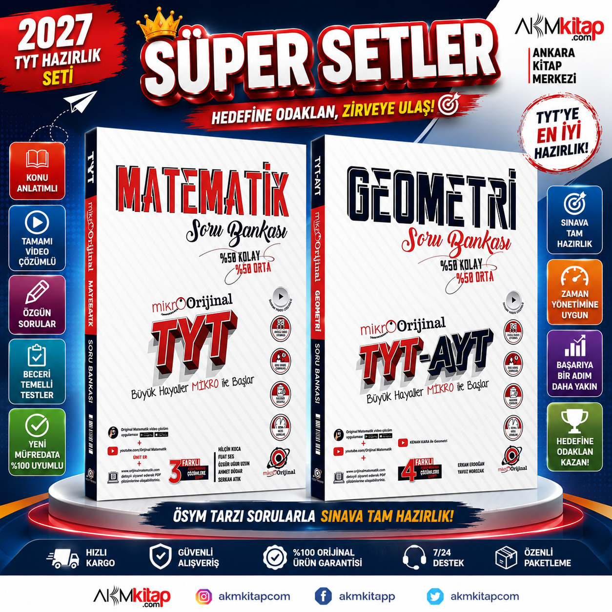 Orjinal TYT Mikro Matematik ve Geometri Soru Bankası Seti 2 Kitap