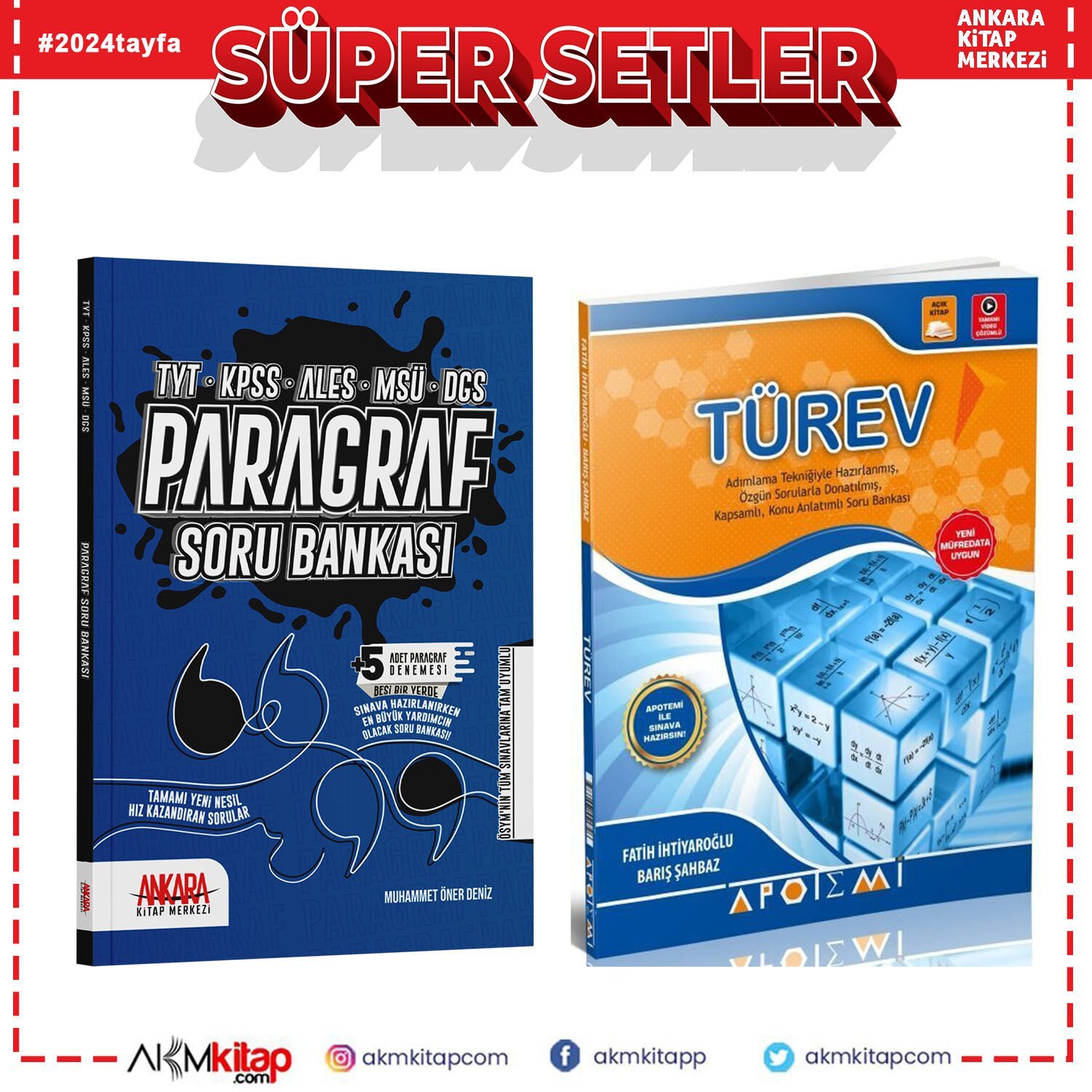 Apotemi Türev ve Ankara Kitap Merkezi Paragraf Soru Bankası Seti