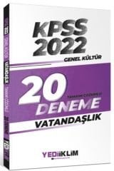 2022 KPSS Genel Kültür Vatandaşlık Tamamı Çözümlü 20 Deneme Sınavı Yediiklim Yayınları