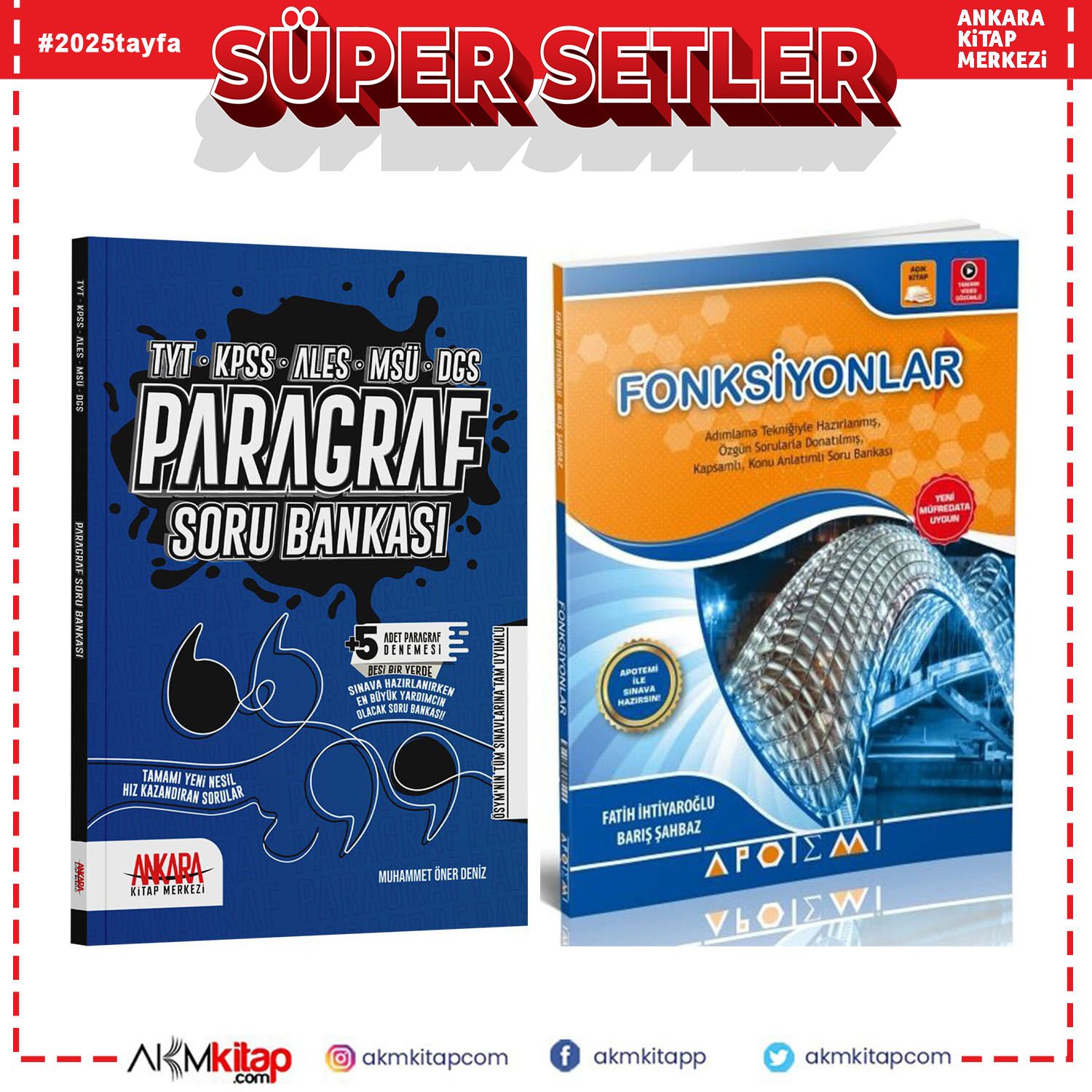 Apotemi Fonksiyonlar ve Ankara Kitap Merkezi Paragraf Soru Bankası Seti 2 Kitap