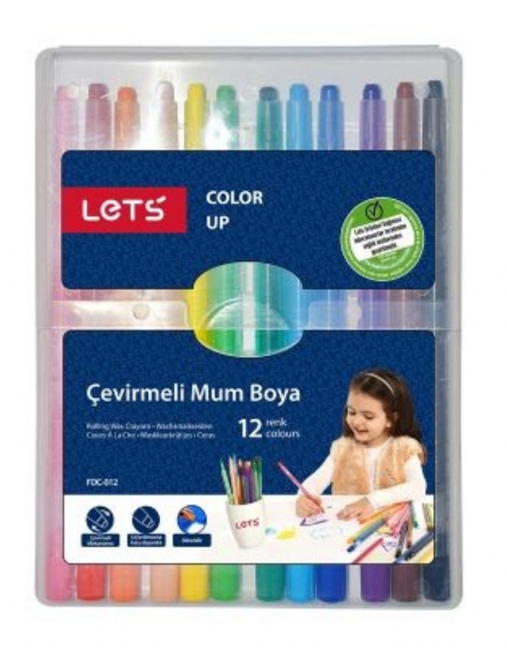 Çevirmeli Mum Boya 12 Renk Lets