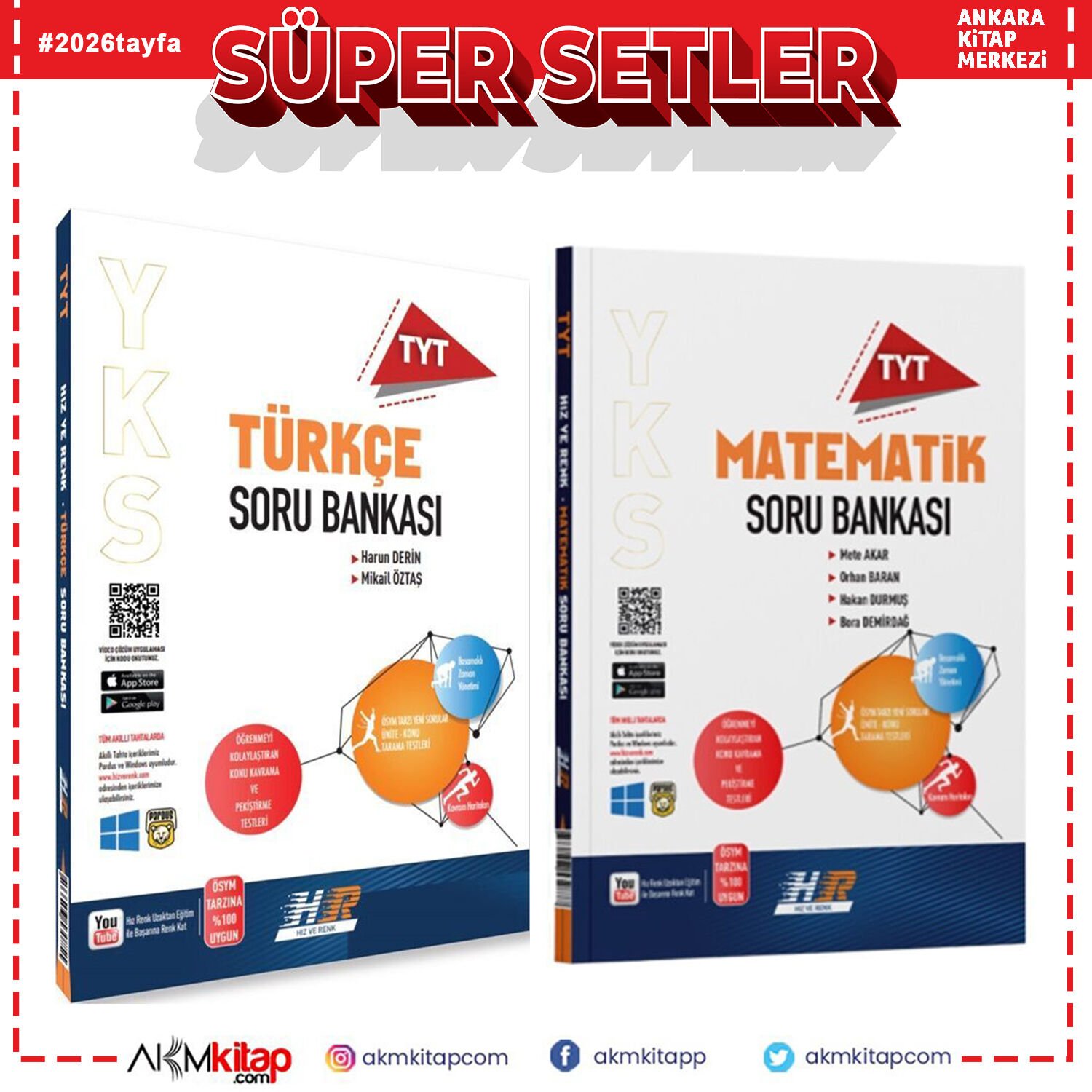 Hız ve Renk TYT Matematik ile Türkçe Soru Bankası 2 Kitap Set