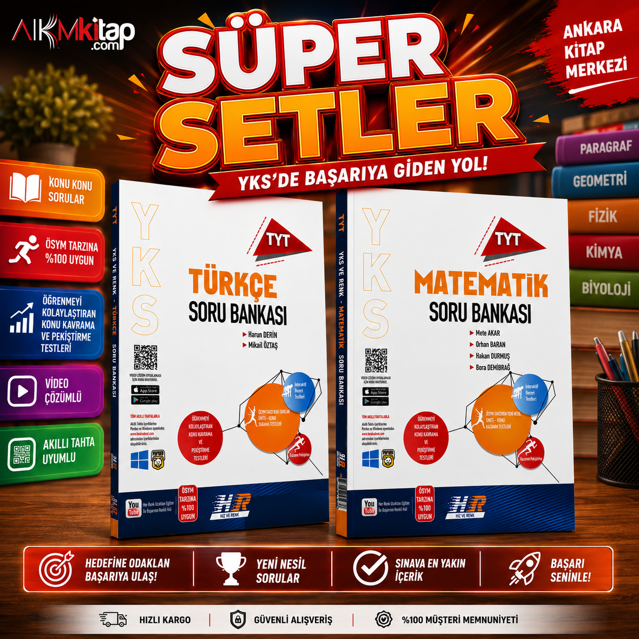 Hız ve Renk TYT Matematik ile Türkçe Soru Bankası 2 Kitap Set