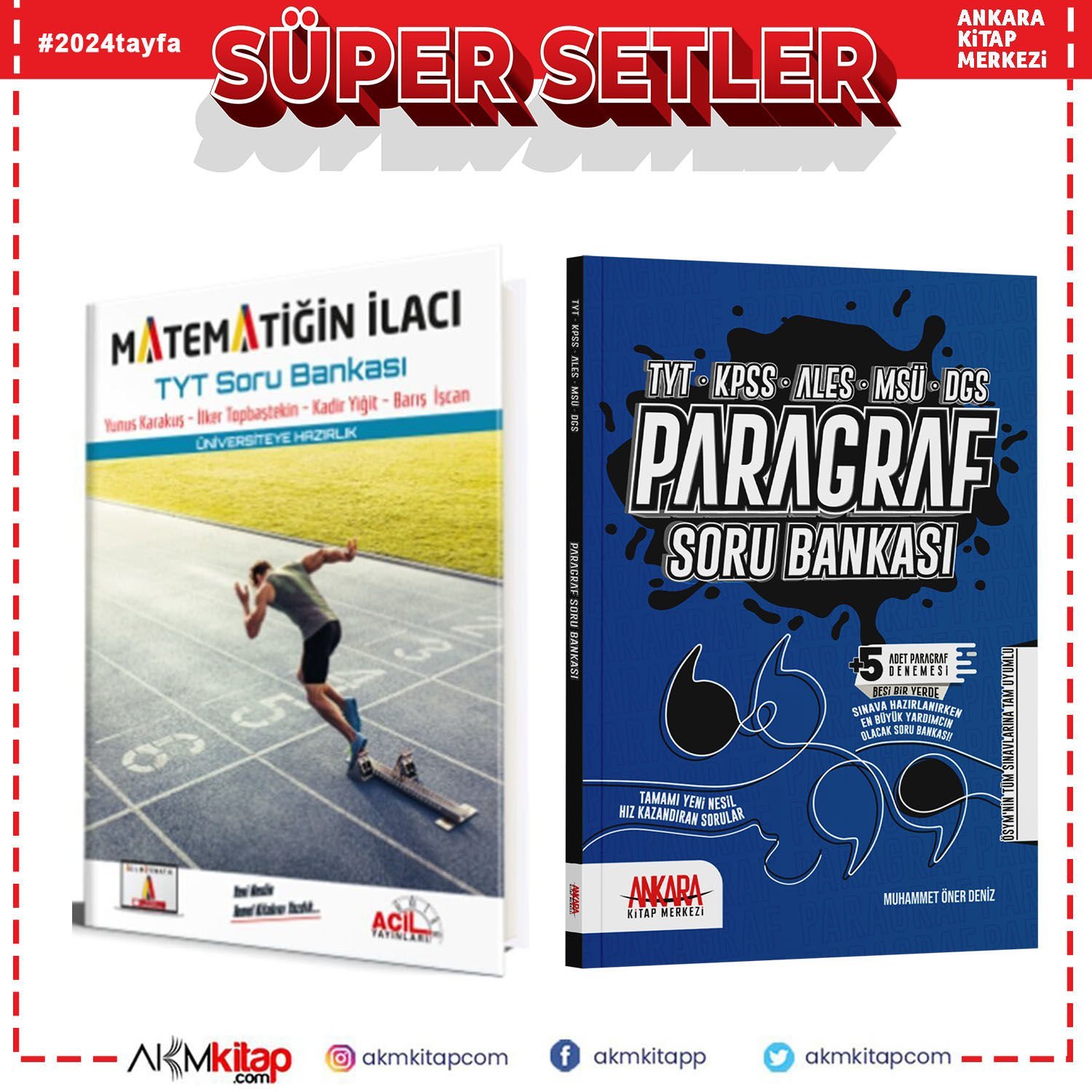 Ankara Kitap Merkezi Paragraf ve Acil Yayınları TYT Matematiğin İlacı Soru Bankası Seti 2 Kitap
