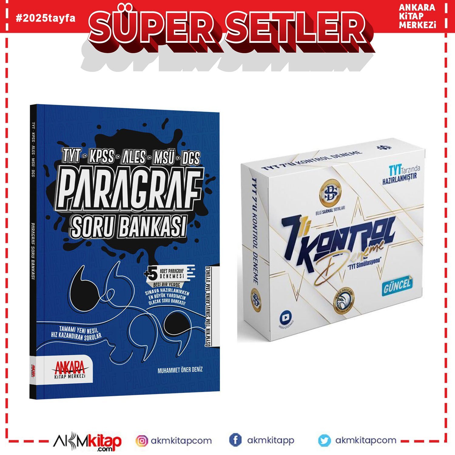 Ankara Kitap Merkezi Paragraf Soru Bankası ve Bilgi Sarmal TYT 7 Kontrol Deneme Seti 2 Kitap