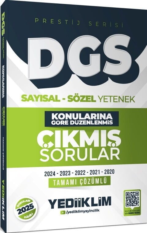 2026 DGS Prestij Serisi Sayısal Sözel Yetenek Konularına Göre Düzenlenmiş Tamamı Çözümlü Çıkmış Sorular Yediiklim Yayınları