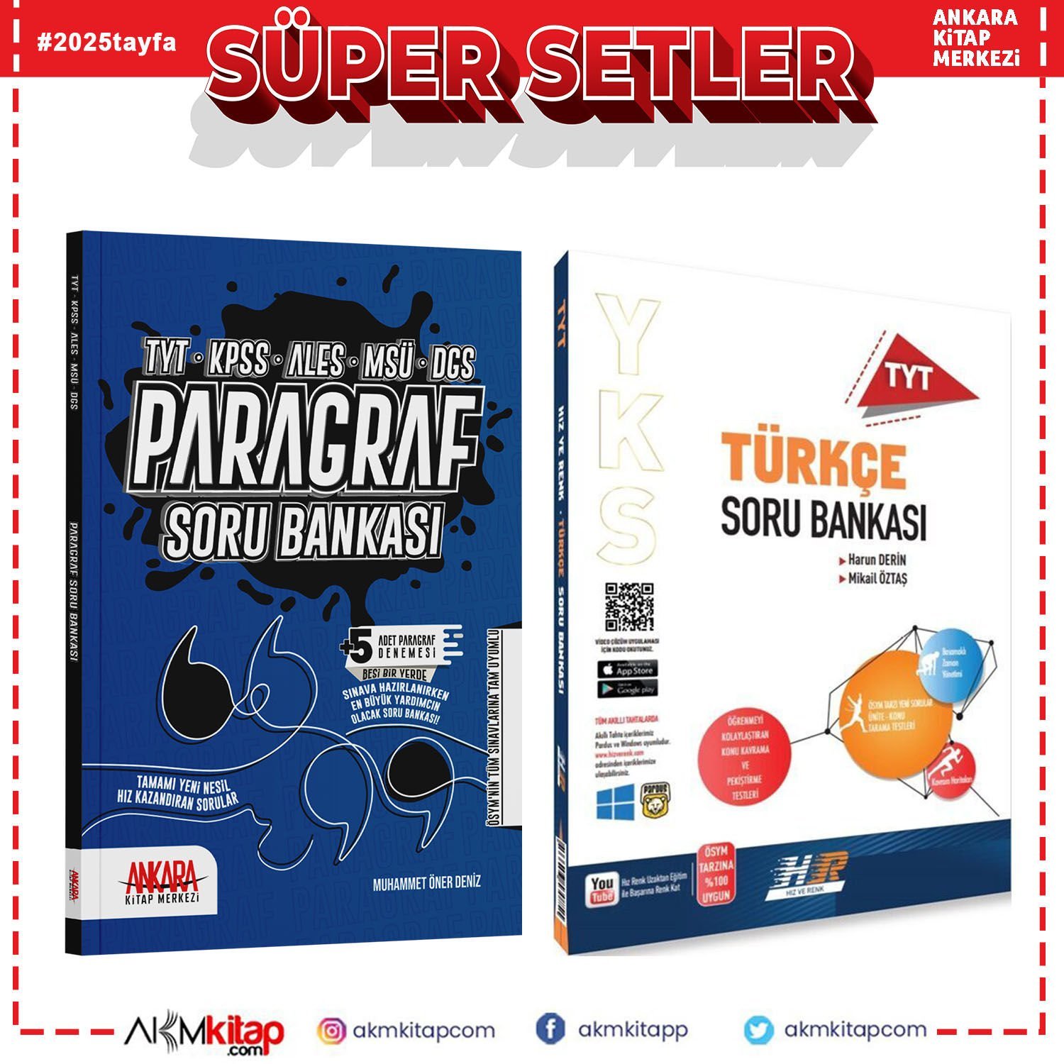 Hız ve Renk TYT Türkçe ile AKM Paragraf Soru Bankası Seti 2 Kitap