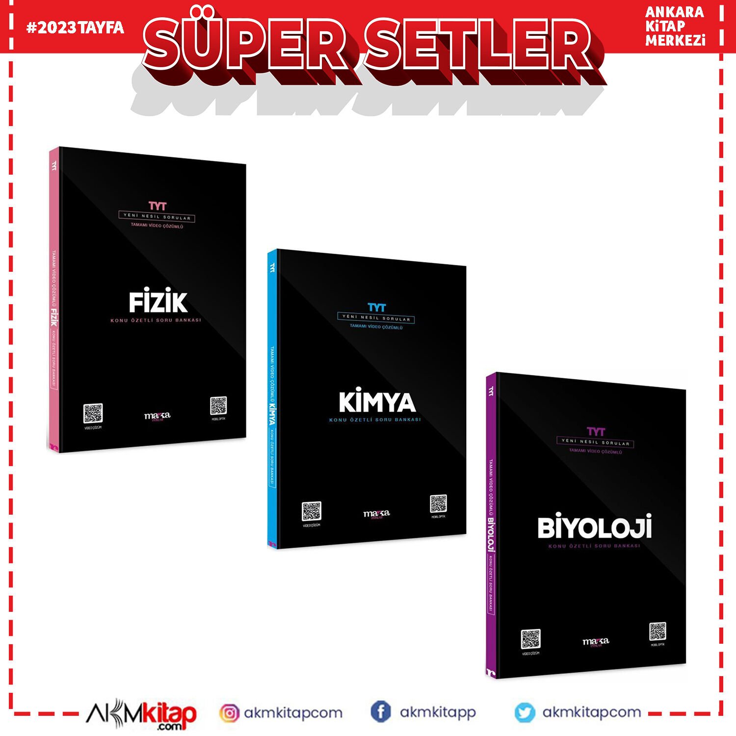 Marka Yayınları TYT Fizik Kimya ve Biyoloji Soru Bankası Seti 3 Kitap