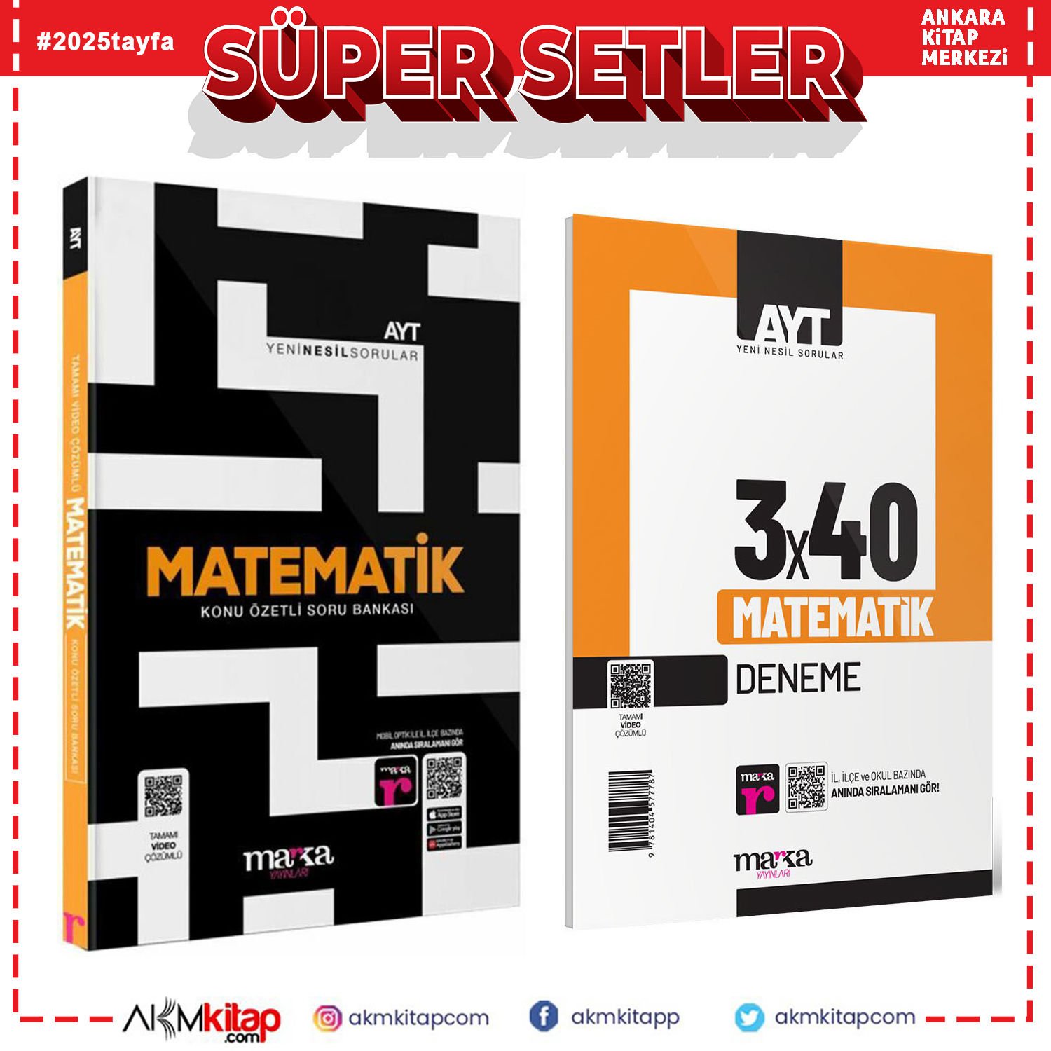 Marka Yayınları AYT Matematik Soru ve Deneme Seti 2 Kitap