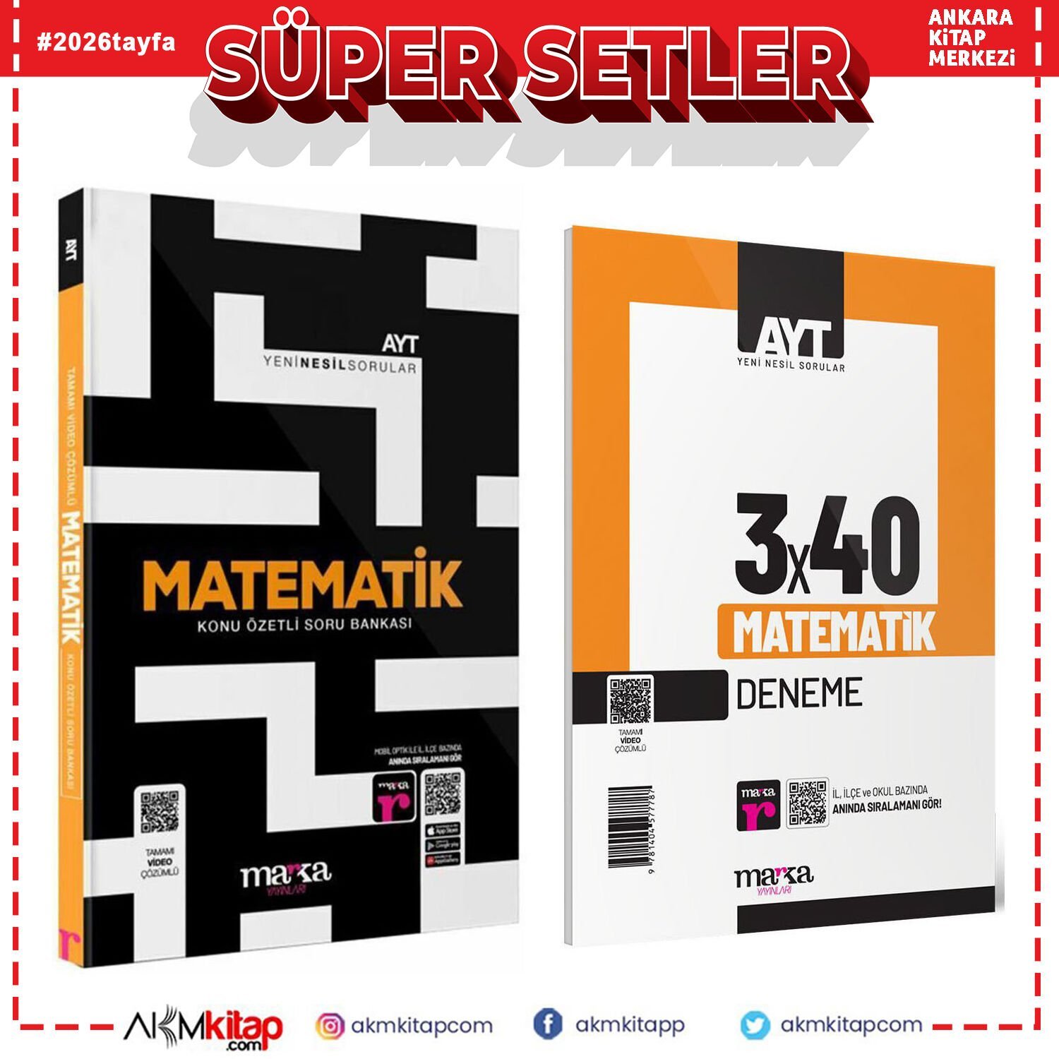 Marka Yayınları AYT Matematik Soru ve Deneme Seti 2 Kitap