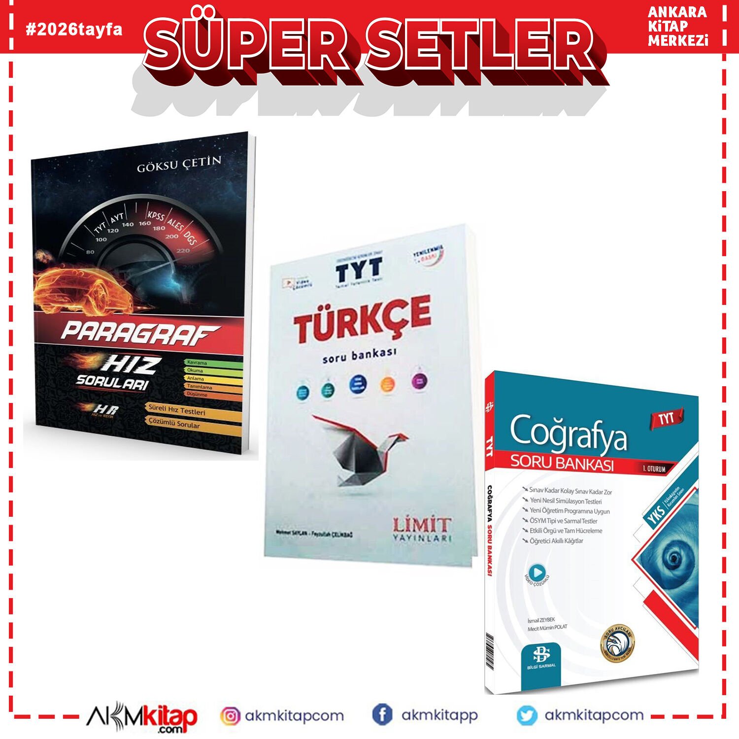 Hız Renk Paragraf Limit Türkçe ve Bilgi Sarmal Coğrafya Soru Bankası Seti 3 Kitap
