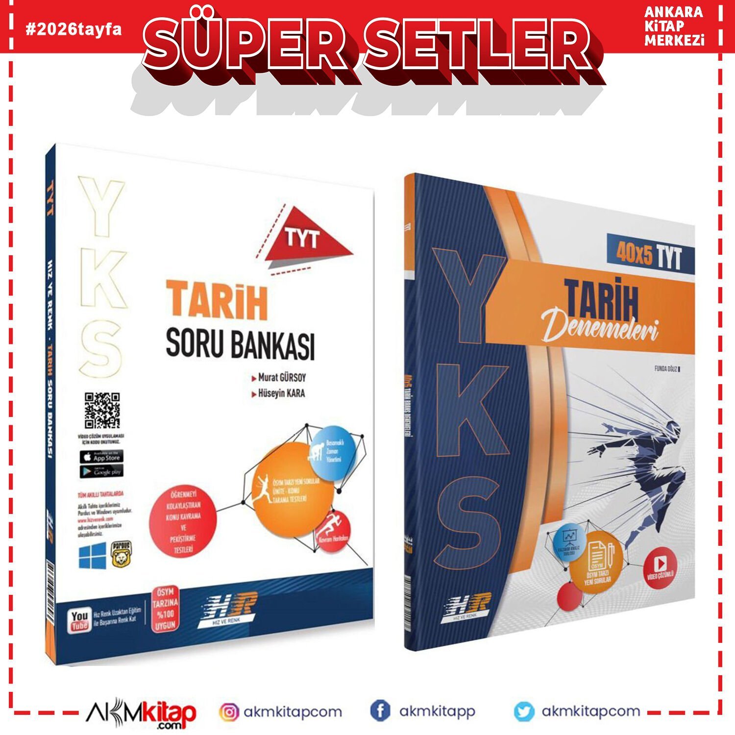 Hız ve Renk TYT Tarih Soru Bankası ve Deneme Seti 2 Kitap